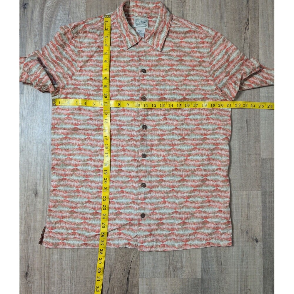 LL Bean Size S Tropics Shirt Traditional Fit Geometric Short Sleeve Resort - Picture 9 of 10
